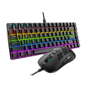Rainbow Backlit Keyboard Mouse Combos 84 Keys Pc Keyboard Tablet Notebook Rgb Gaming Mechanical Keyboard