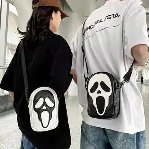 PU cuero gótico diablo Halloween Crossbody bolsos Unisex personalidad bolsos de hombro divertido fantasma cara monederos y bolsos de mano para mujeres