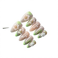 24 faux ongles gothiques faits à la main, forme amande moyenne, avec papillons 3D, étoiles argentées et motifs irréguliers, prêts à poser, style punk noir Y2K