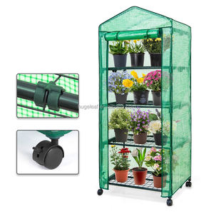 Support de rangement à 4 niveaux, mini serre de jardin portable et mobile avec roulettes et couverture en PE durable - Product Image 1