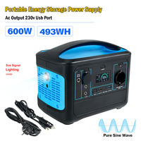 Station d'alimentation portable 600W 500Wh LiFePO4 220V 110V Générateur solaire pour consoles, moniteurs, purificateurs d'air et home cinéma