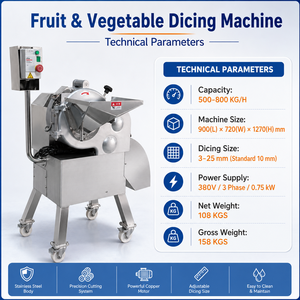 Industrial <b>Fruit</b> <b>Vegetable</b> Dicing <b>Machine</b> 500-800KG/H High Capacity Cube Cutting Equipment - Product Image 5