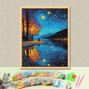 Cadre rectangulaire DIY 43*54 pour art mural, avec strass en cristal imprimé, motif paysage, vente en gros usine - Product Image 1