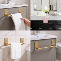 Barre porte-serviettes en acier inoxydable 304 brossé or, barre porte-serviettes moderne sans perçage, barre porte-serviettes multifonctionnelle pour cuisine et salle de bain