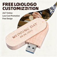 Clé USB pivotante en bois, écologique, avec logo gravé sur mesure, 8 Go à 128 Go, pour cadeau promotionnel