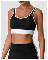 Soutien-gorge de sport grande taille à blocs de couleur personnalisés, forme en U sur le devant, séchage rapide pour femmes