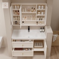Meuble-lavabo sur mesure XINGRUO, style crème élégant, haut de gamme, pour salle de bain de villa de luxe ou appartement, solution de conception de projet.
