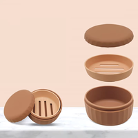 Boîte à savon de voyage en silicone écologique portable avec plateau de drainage, conteneur de rangement, design moderne, étui mural pour salle de bain