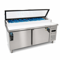 Table de travail réfrigérée professionnelle en acier inoxydable pour restaurant, préparation de sandwichs et pizzas