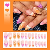 Fournitures pour ongles : Faux ongles à presser en ABS, design personnalisé fait main, motif Coquillage Tropical Hibiscus, forme Stiletto, pour doigts, couverture complète