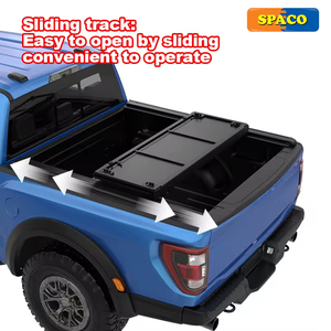 Cubierta rígida deslizante plegable de tres partes SPACOAUTO para caja de camioneta Ford F-150 de 5.5 pies, Lightning, Ranger, Wildtrak 2018, <span class=keywords><strong>2023</strong></span>, 2026 - Product Image 2
