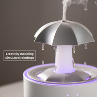 Diffuseur d'arômes parfumés en forme de parapluie, machine à brume froide ultrasonique, humidificateur d'air, diffuseur d'huiles essentielles, humidificateur à effet de pluie RGB pour la maison