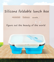 Boîte à lunch réutilisable, sûre, de qualité alimentaire, en silicone, pliable, portable, pour enfants, avec couvercle, pour étudiants.