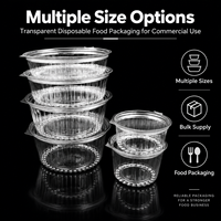 Bol à salade rond transparent empilable avec couvercle à charnière, récipient alimentaire jetable pour plats froids à emporter et traiteur