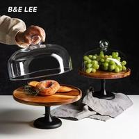 Nouveau Chinoiserie Acacia Bois Grand Fruit Gâteau Plateau En Bois Massif Plat Plante pour Après-Midi Thé De Mariage Banquet Dessert Table