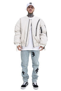 Otoño Invierno elegante <span class=keywords><strong>Boom</strong></span> al aire libre cremallera algodón holgado Crop grueso cortavientos chaqueta de bombardero para hombres - Product Image 5