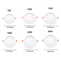 Plafonnier LED encastré rond DOB SMD 7W 12W 15W 18W 24W 36W, 85-265V, pour intérieur, lampe à panneau LED intégrée pour pièce