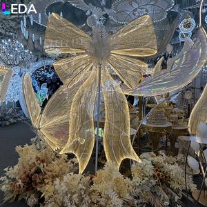 LEDA Semi Transparente Luz Oro Bowknot Decoración LED Road Lead Stand para pasillo Decoración de la boda - Product Image 6