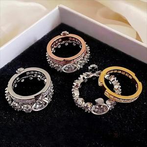 18K Gold Plated Women's Hip Hop Brass Gemstone Heart Double Layer Detachable Crown Gold Silver <b>Ring</b> Elegant Luxurious <b>Ring</b> - Product Image 1