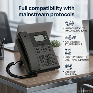 Telepon VoIP Enterprise KS30 Layar LCD 2,3 Inci dengan Lampu Latar, 2 Akun SIP, Audio HD, Linux, POE, untuk Kantor Pemerintahan - Product Image 5