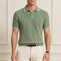 Pull Polo en Coton Tricoté Gaufré pour Homme avec Logo Personnalisé, Anti-rétrécissement, Facile d'entretien, Coupe Moderne, Marque Privée, OEM, Vente en Gros