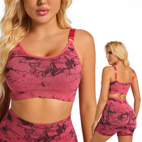 Yoga 2-Teiliges Einfarbiges Hochgeschnittenes Activewear-Set Damen Sport-BH & Trainings-Shorts Atmungsaktiv Leicht Elastisch Schnelltrocknend