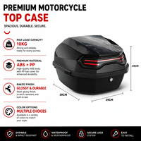 Grande valise arrière étanche et anti-poussière de 35 L, coque rigide pour casque, moto, bleu
