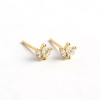Pendientes de plata de ley 925 con baño de oro y circonita, diseño de flor marquesa, joyería de Alibaba-online-shopping