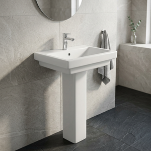 Lavabo sur pied en céramique moderne pour hôpital, lavabo monobloc autoportant pour salle de bain - Product Image 3