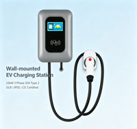 Nouvelle borne de recharge murale intelligente T12 pour véhicules électriques, 22 kW, triphasée, 32 A, Type 2, IP55, certification CE, OEM personnalisé pour les usines de fabrication, recharge de véhicules électriques