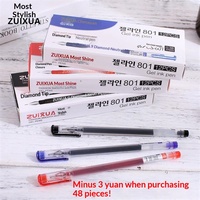 Pena Netral Plastik Kotak 801 Tinta Gel Kepala Berlian 0.38 Kapasitas Besar Pena Tanda Tangan Kantor Bisnis Grosir