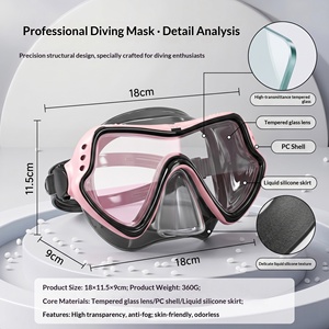 Maschera Subacquea Panoramica HD in Vetro Temperato <span class=keywords><strong>con</strong></span> Copertura Nasale Anti-Appannamento per Adulti e Adolescenti - Product Image 4