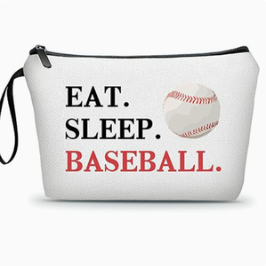 Sac de voyage multifonctionnel pour maquillage, en tissu de serviette sur le thème du baseball, avec logo personnalisé, fermeture éclair, portable - Product Image 1