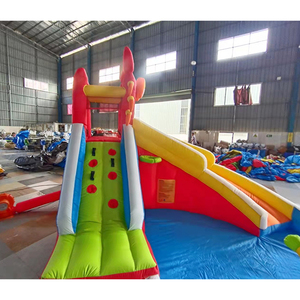 สไลเดอร์น้ำเป่าลม Happy Inflatable, สไลเดอร์พร้อมสระน้ำ, ของเล่นเป่าลมสำหรับเด็กเล็ก 93003 Happy Inflatable Wa - Product Image 2