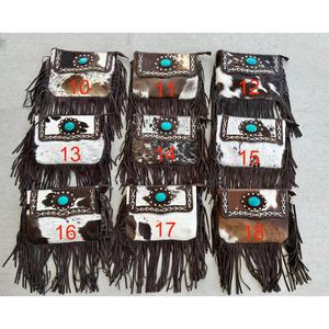 Bolso cruzado de piel de vaca Premium de moda de calidad de exportación con flecos bolso turquesa bolso de mano cuero marrón para exportación a granel - Product Image 4