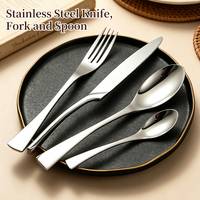 Ensemble de couverts de luxe en acier inoxydable 201 poli miroir, fourchette, cuillère, couteau, élégant pour la maison et les restaurants