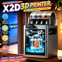 Version Globale Bamboo Lab X2D Combo Imprimante 3D et Machine de Gravure/Coupe Laser Double Extrudeur Haute Vitesse CoreXY Nivellement Automatique