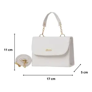 Bolso de Hombro Fadila Blanco para Mujer, PU, Cadena Geométrica, Correa Única, Cierre de Cremallera Impermeable, Elegante, para Uso Diario - Product Image 3
