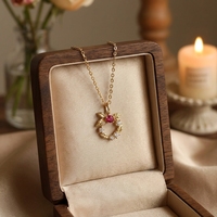 N323 Collier Chrétien de Luxe en Argent Plaqué Or 14K, Simple et Élégant, avec Pendentif Petite Couronne de Feuilles en Zircon et Chaîne Corde pour Femme