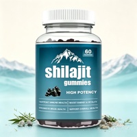 Resina de Shilajit Pura del Himalaya, Extracto de Miel Natural, Musgo Marino, Aceite de Semillas Negras, Suplemento Energético 2000mg, Gomitas de Shilajit Doradas Halal