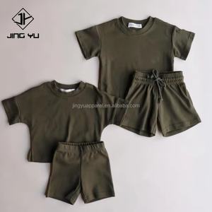 Summer Children Tracksuit <b>Set</b> 2 Piece 100%Cotton Tee Shirt Oversize Cargo Shorts Jog Custom T Shirt and Shorts Kids Streetwear - Product Image 4