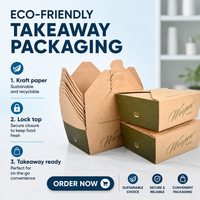 Conteneur alimentaire jetable en papier kraft à fenêtre, prix usine, matériaux recyclés, gaufrage, logo personnalisé pour salades et nouilles
