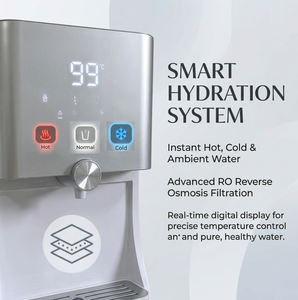 Distributeur d'eau froide instantanée autonome moderne OEM avec purificateur vertical UF pour eau chaude, froide et tiède Profitez d'accès instantané - Product Image 1
