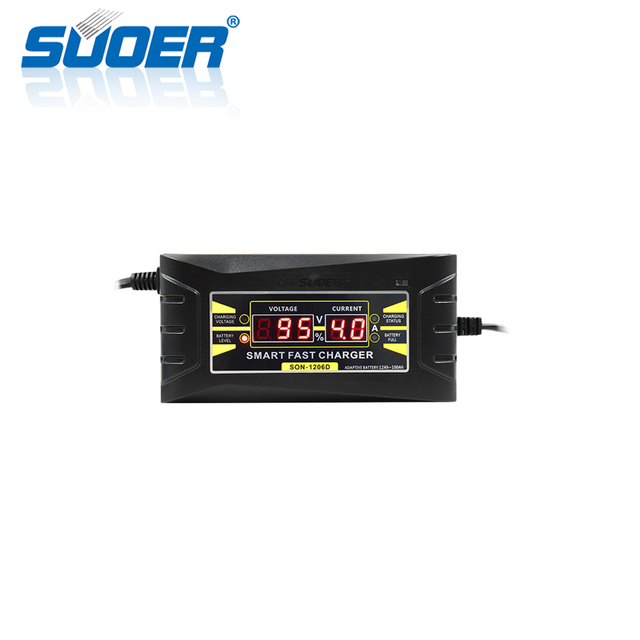 Suoer Automatic Smart Lead Acid Portable 12V 6A Portable Car Battery Charger with Digital Display