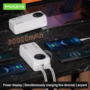 แบตสำรอง <span class=keywords><strong>Maimi</strong></span> 30000mAh ชาร์จเร็<span class=keywords><strong>ว</strong></span> 22.5W PD 20W 5 ช่องเสียบ พร้อมหน้าจอ LED แสดงผลแบบดิจิตอล และสายคล้องคอ พก<span class=keywords><strong>พา</strong></span>สะดวก - Product Image 4