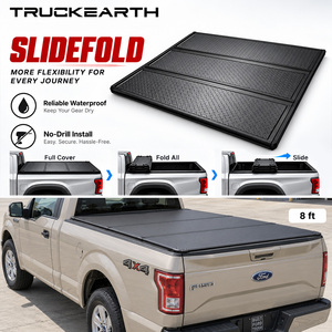 Ford F-150 Slide Fold Tonneau Cover for 8 ft Bed Tri Fold Bed Cover Hard Folding Aluminum Sliding Truck Bed Cover - Product Image 1