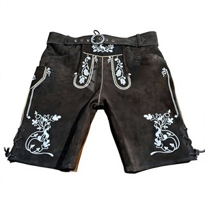Factory Manufacture Custom Bavarian <b>Short</b> Lederhosen <b>For</b> Men <b>Women</b> High Waist Casual Cowhide Suede <b>Leather</b> Made in Pakistan - Product Image 1