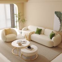 Ensemble de canapés en tissu capitonné style crème, rembourrés en éponge – Écologique, durable, anti-griffures pour chats, idéal pour petits appartements, hôtels et bureaux