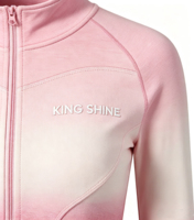 Nouvelle veste de sport en polyester à sublimation avec fermeture éclair, séchage rapide, élastique, ajustée, pour yoga, fitness, course à pied et gym, collection 2026, motif dégradé pour femme