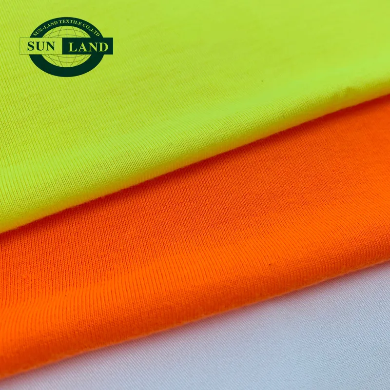 Fluorescent labor products clothing apparel material 100 polyester spun knit jersey fabric